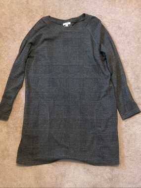 Max Studio Charcoal Plaid Asymmetrical Knit Dress